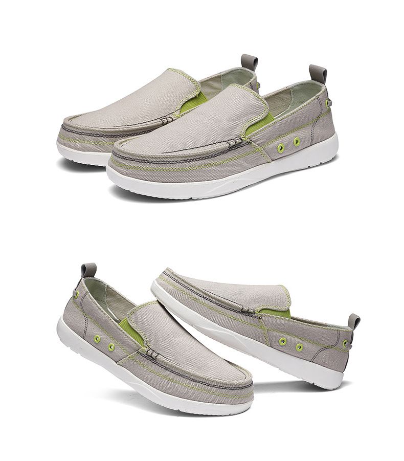 Canvas loafers Spring summer breathable men's casual shoes over feet_voghion.com