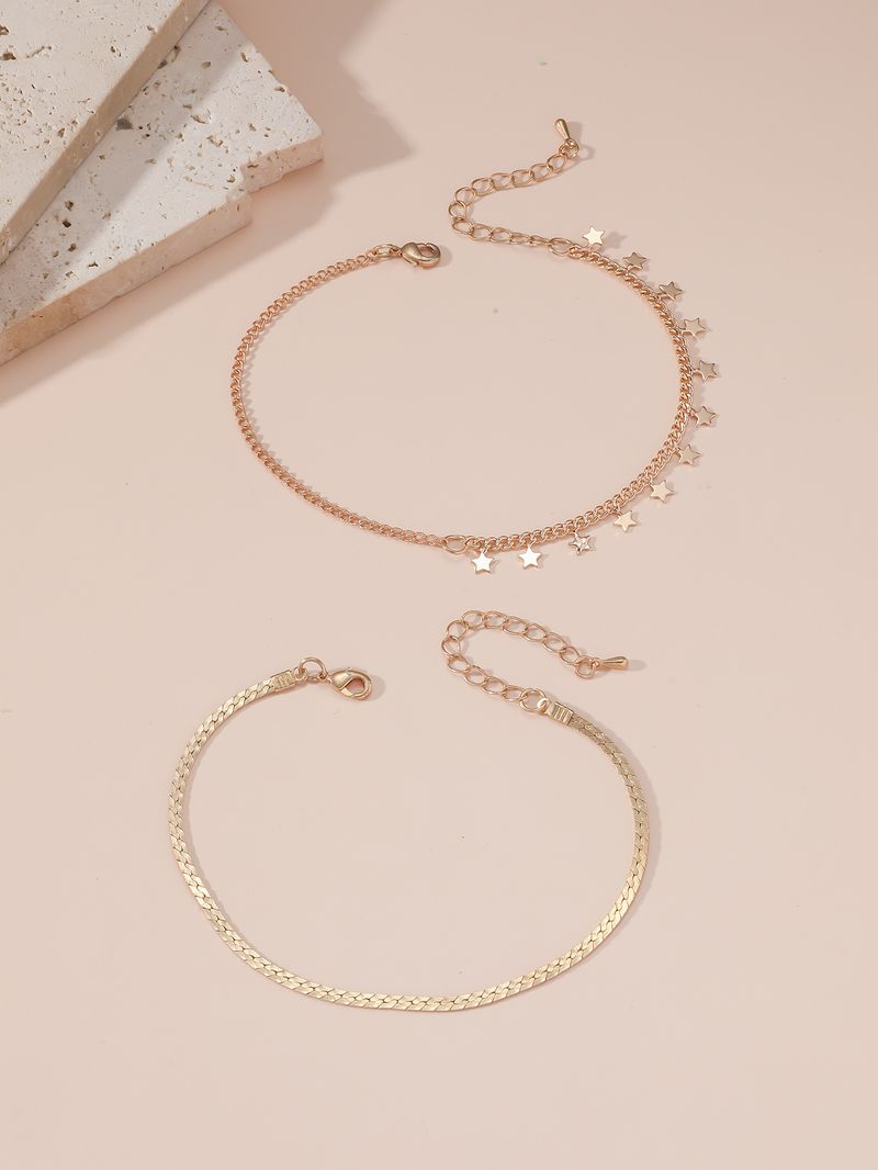 Fashion Simple Double Layer Inlaid Diamond Anklet For Women, Unique Creative Heart Pendant Beach Chain_voghion.com