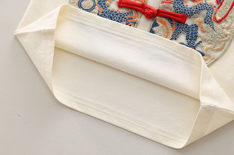 T-shirt a maniche corte con collo rotondo con bottoni cinesi in stile occidentale per bambini nuovi estivi, set in due pezzi per ragazzi e ragazze_voghion.com