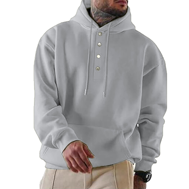 Felpa con cappuccio casual ampia e a maniche lunghe da uomo, autunno e inverno_voghion.com