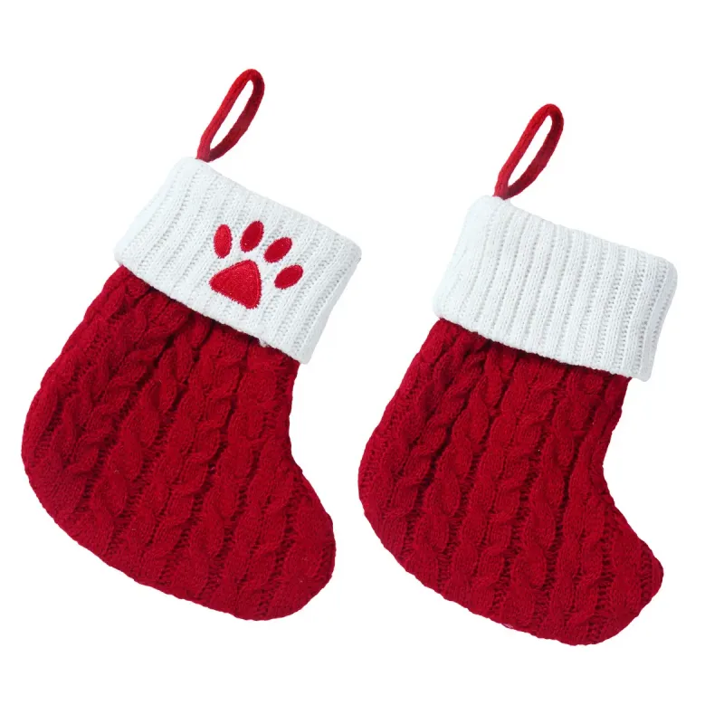 Socken Stricken Hund Pfote Druck Strumpf Weihnachten Dekoration Für Home 2024 Weihnachten Baum Ornament Geschenk Navidad Natal 2025_voghion.com