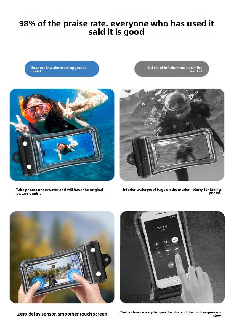 Wasserdichte Handytasche mit schwimmendem Touchscreen-Airbag, Schwimmen, Rafting, 70 % Rabatt auf gradversiegelte Tauchtasche für Fahrer_voghion.com