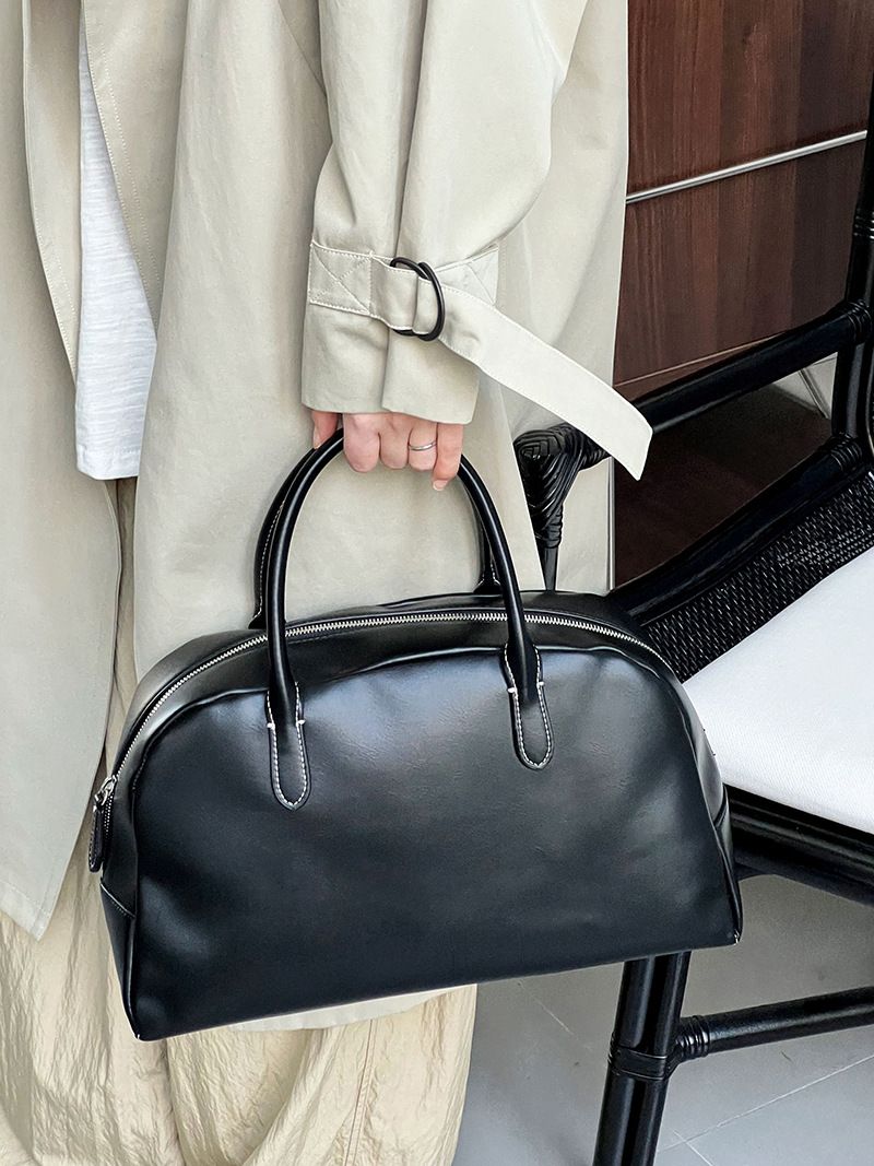 Elegant British-Style Long Trench Coat For Women – Minimalist & Luxurious Knee-Length Overcoat With Adjustable Belt, Pure Cotton, Black & Light Beige_voghion.com