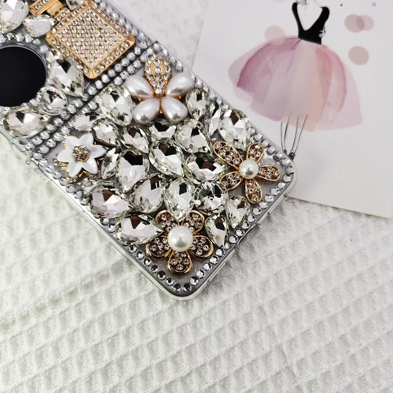 Custodia per telefono tempestata di diamanti per Huawei P50Pocket Folding Screen S, custodia protettiva anticaduta principessa femminile_voghion.com