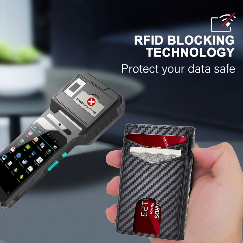 Tarjetero magnético RFID para hombre, tarjetero portátil y resistente, tarjetero de fibra de carbono._voghion.com