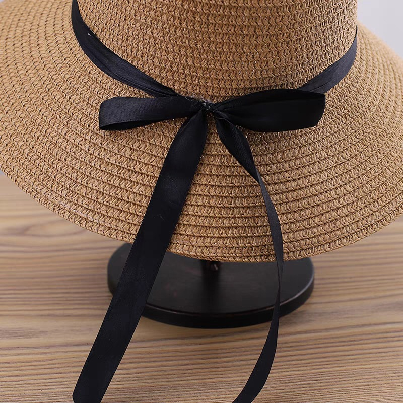 Strohhut für Damen, Sommer, koreanische Version, vielseitiger Sonnenhut, Sonnenschutz für Damen, dünner Urlaub am Meer, faltbarer Strand-Sonnenhut_voghion.com