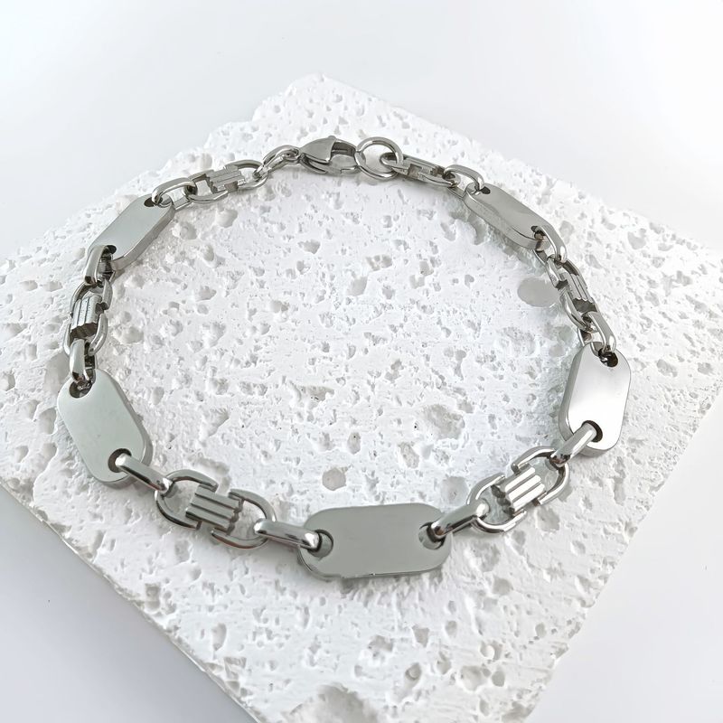 Trendy Men's Handmade Fashionable Elegant Necklace Emperor Smooth Stainless Steel Loop Flat Link Chain Set_voghion.com