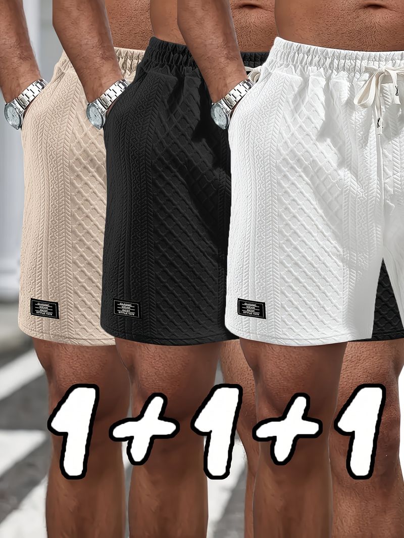 Men's Casual Drawstring Jacquard Sport Shorts - Breathable Cotton Blend, Lightweight & Comfortable For Summer, Gym, Travel - S-3XL_voghion.com