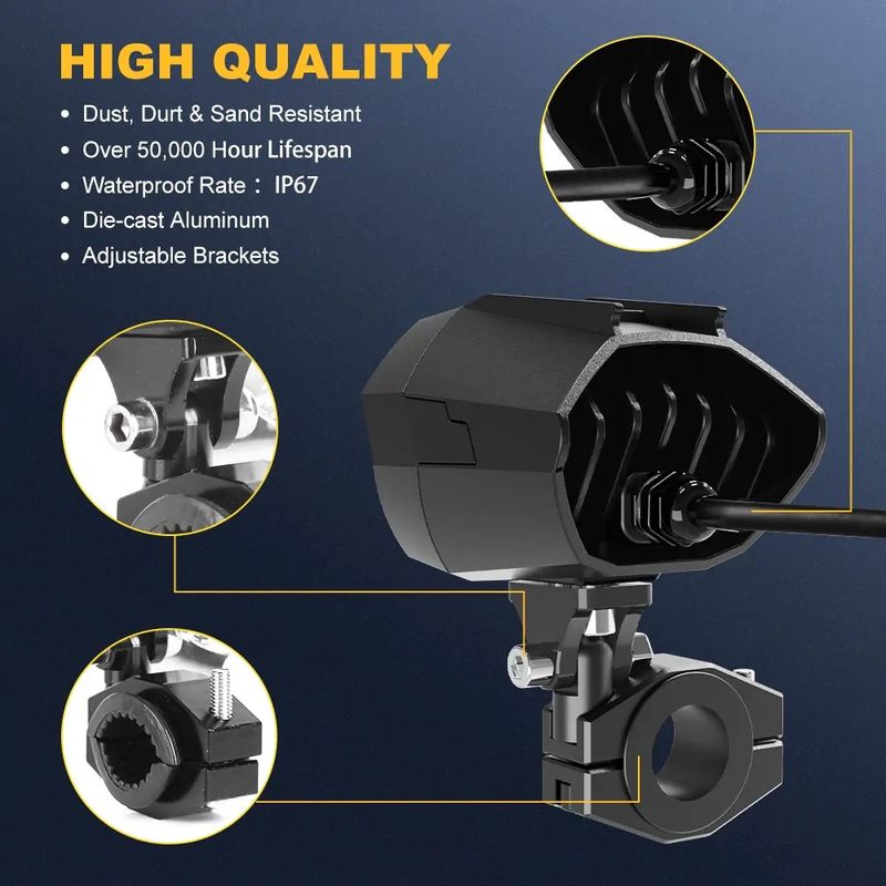 New Led Motorcycle External 80w 6000k Waterproof Fog Light Spotlight For Motorcycle Bicycle Yacht Led Spotlights W/ Strobe Modes_voghion.com