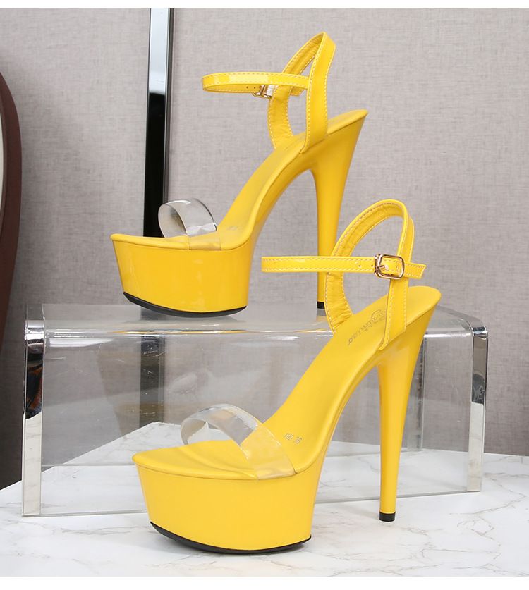 Scarpe col tacco alto a punta da donna - Parte anteriore trasparente e parte posteriore lucida - Taglie 34-43_voghion.com