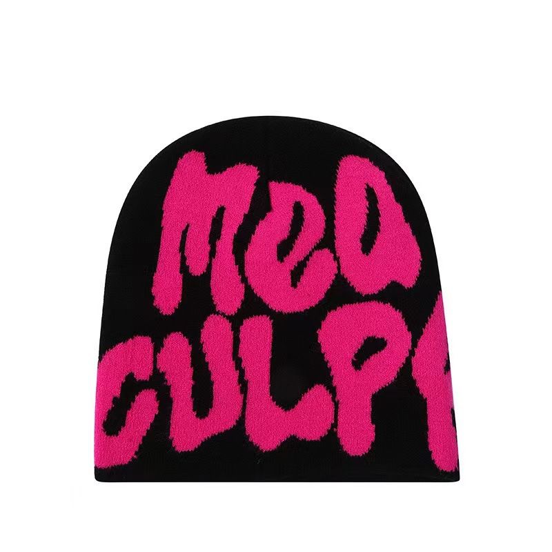 Berretto invernale caldo in jacquard lavorato a maglia con lettere hip-hop Mea, unisex_voghion.com