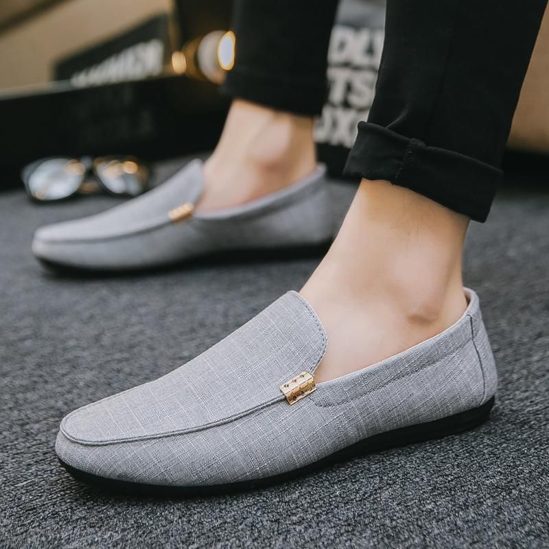 2024 Summer Loafers Casual Korean Style Trendy Slip-On Canvas Size 45 Men's Shoes_voghion.com
