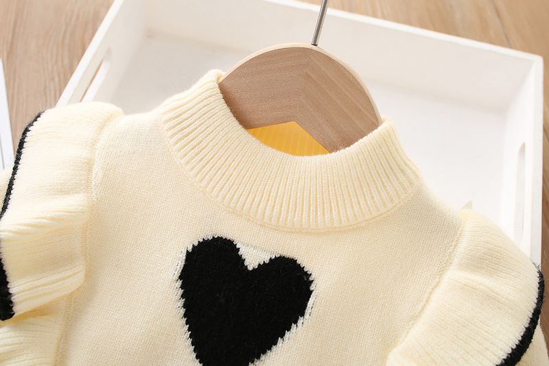 Pull pour fille 2024 automne/hiver nouveau style Swe et occidental bébé fille aime tricoter à manches longues jupe courte deux pièces_voghion.com