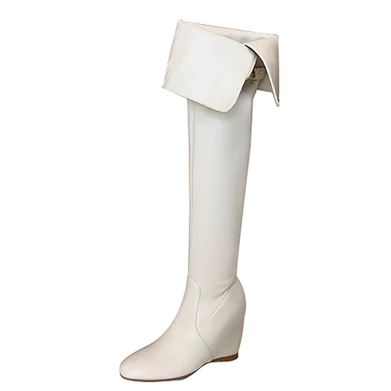 Bottes hautes à bout pointu et talon compensé, style rétro, collection automne 2025._voghion.com