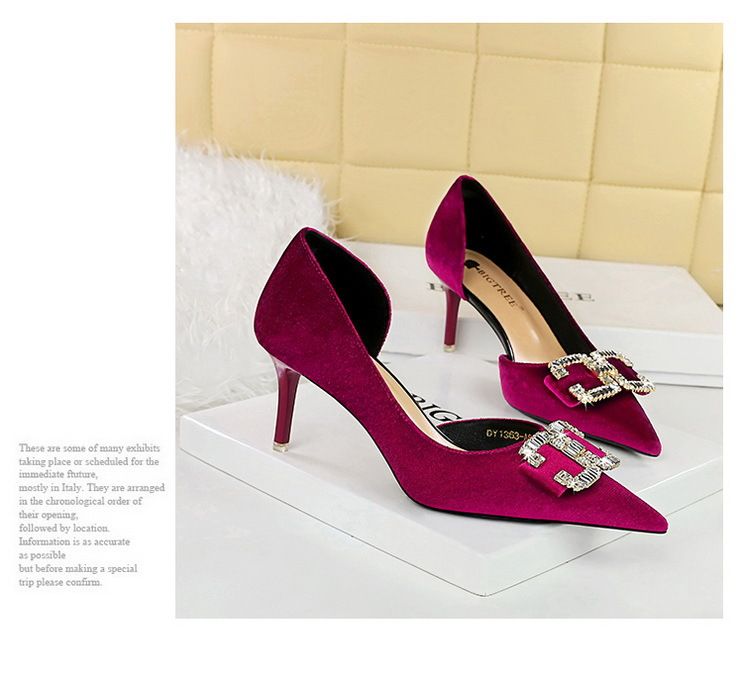 1363-AK78 Bankett Licht Luxus frauen High Heels, Dünne Ferse Seite Hohl Fleece Oberfläche, Flache Mund Spitze Wasser_voghion.com