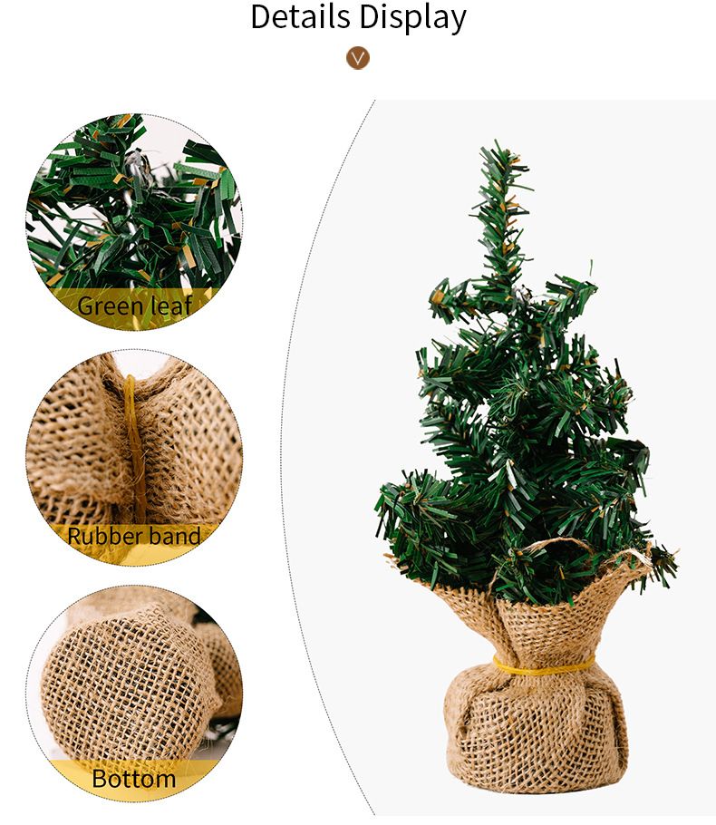 Christmas decoration Mini tree linen tree bar decoration 30cm Christmas tree tabletop decoration_voghion.com