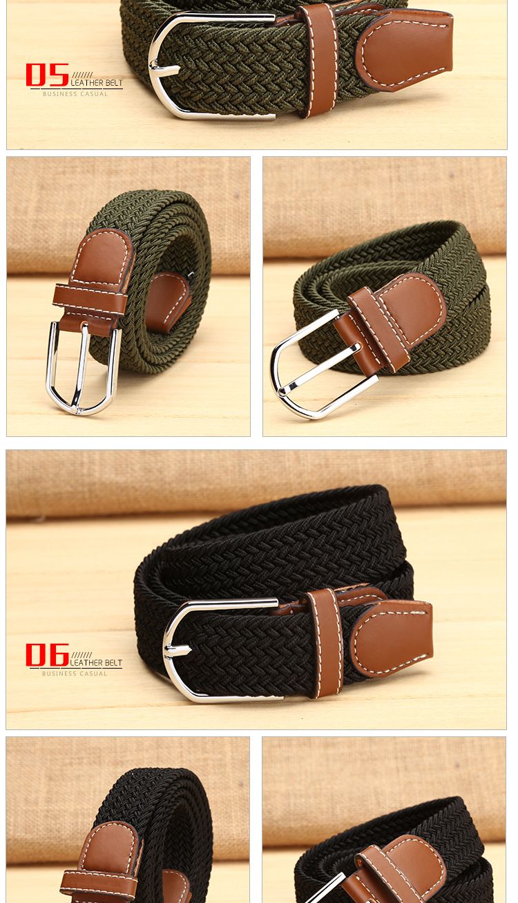 Unisex 39 color elastic woven elastic belt men's and women's belt canvas belt_voghion.com