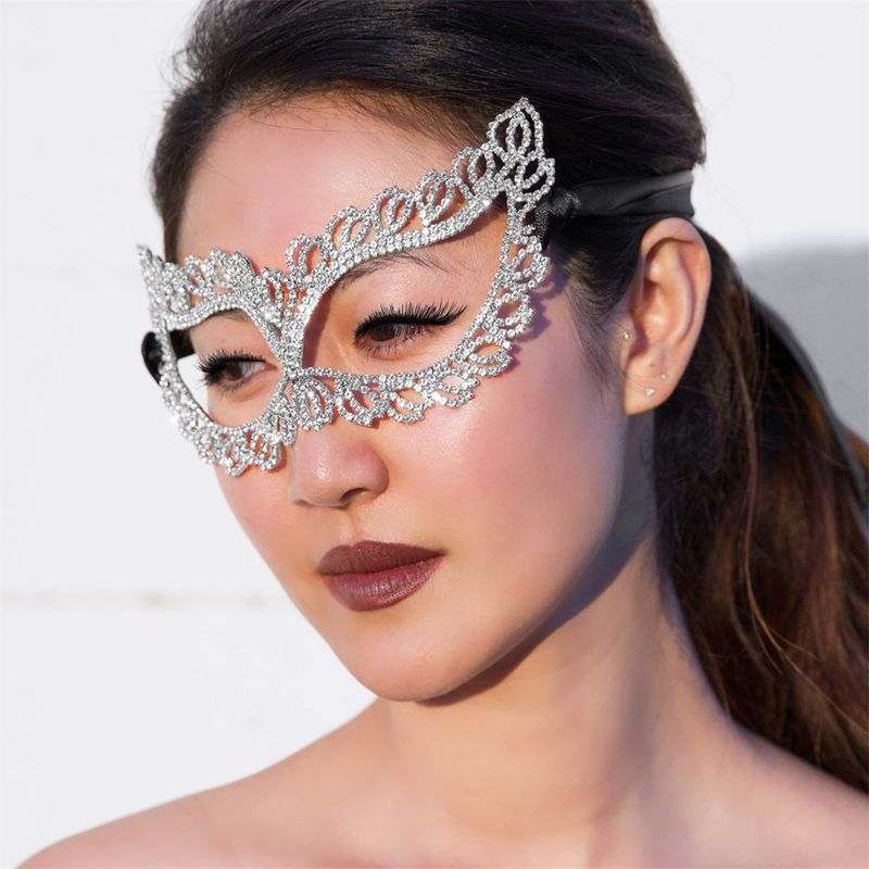 Máscara de ojos personalizada, actuación de moda, fiesta de disfraces, accesorios faciales de diamantes de imitación, La máscara_voghion.com