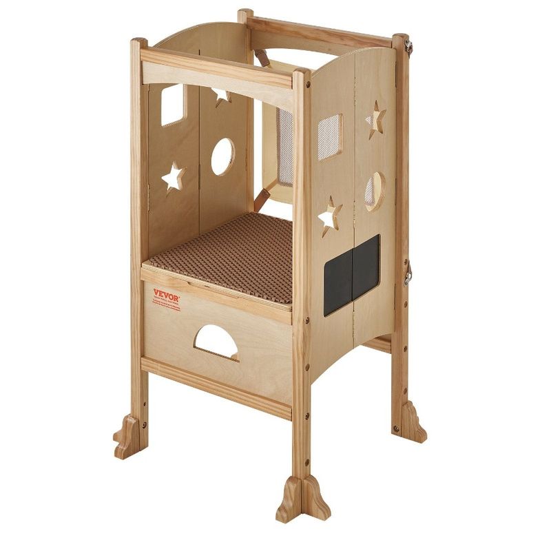 Sgabello per bambini in legno con altezza regolabile, sgabello in rete, sgabello di sicurezza pieghevole a 3 livelli, solido con_voghion.com