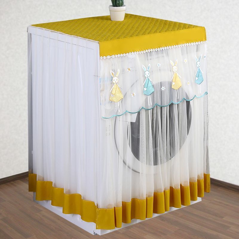 Fully Automatic Washing Machine Cover Tassel Pendant with Lace Embroidery Sunscreen Cover Dust Covers of Drum Washing Machine_voghion.com