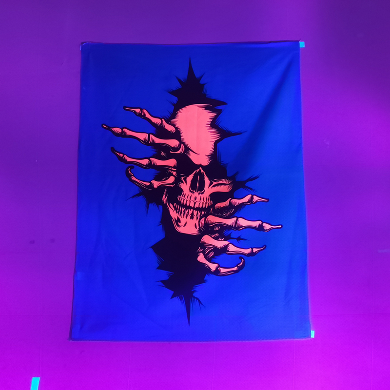 Home tapestry Fluorescent UV light psychedelic Datura background decorative cloth Wall hanging cloth Psilocybin mushroom_voghion.com