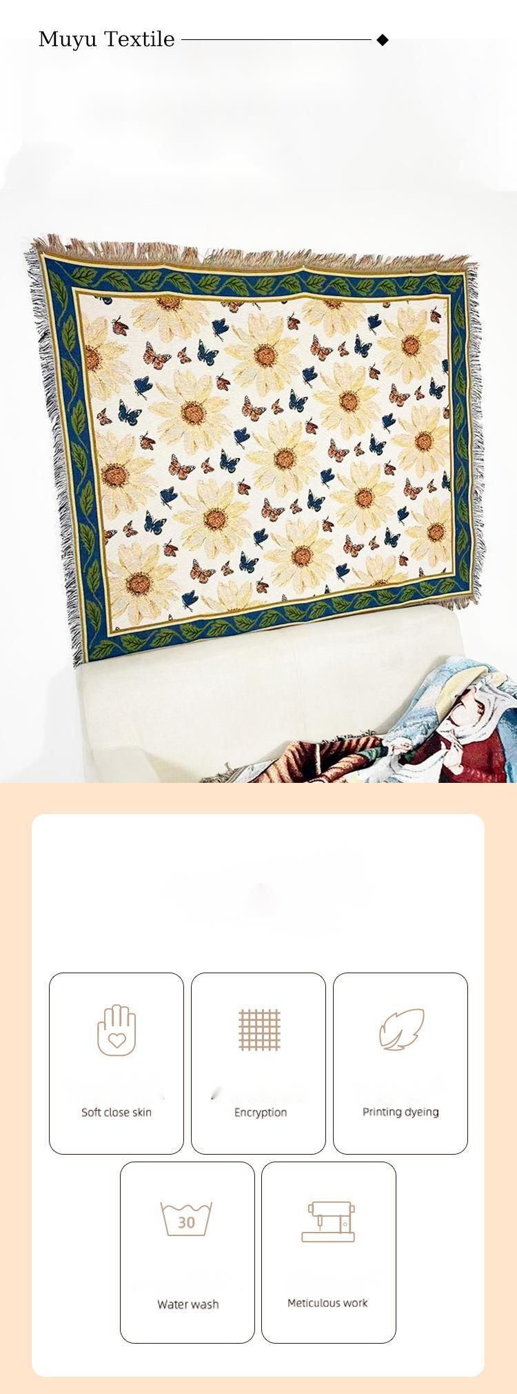 Coperta multifunzionale in lino per divano da campeggio australiano, motivo floreale, per tutte le stagioni, per ufficio, pisolini e decorazioni per la casa_voghion.com