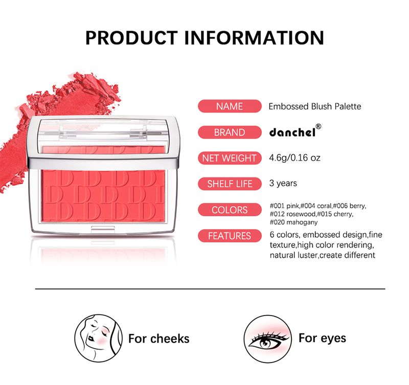 Embossed Powder Blush Peach Pink Coral Tint Makeup 3D Relief Blush Palette Brown Cheek Contour Rouge Cosmetics Face Brightens_voghion.com