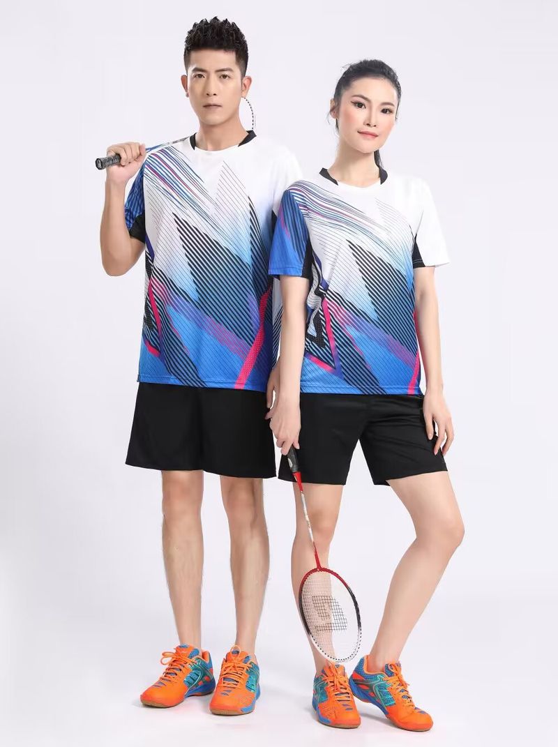 Haut à manches courtes pour homme, chemise de tennis de table, ensemble de vêtements de badminton, séchage rapide, sport pour femme_voghion.com