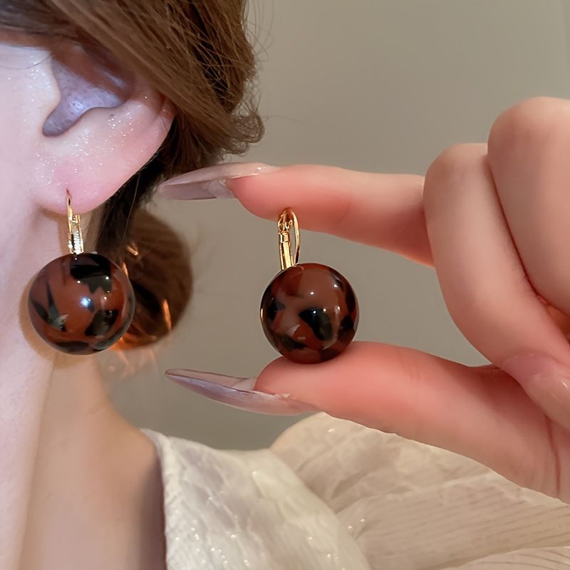 Boucles d'oreilles à tige polyvalentes en forme de cercle géométrique à imprimé léopard avec aiguille argentée_voghion.com