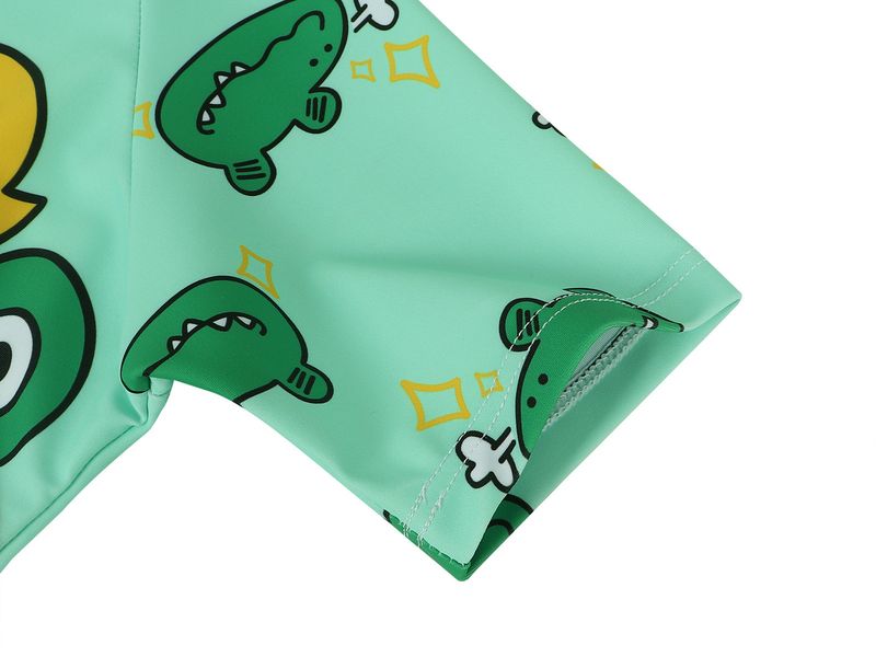 Mother & Kids summer children's clothing dinosaur print one-piece hooded swimsuit quick-drying breathable beach sunscreen baby swimsuit_voghion.com