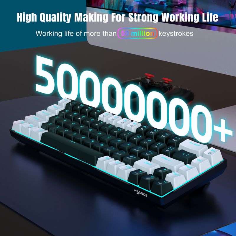 New 68 Key Wired Mechanical Esports Game Keyboard Hot Plug Axis Engineering Dual Color Injection Molding Keycap Ice Blue_voghion.com