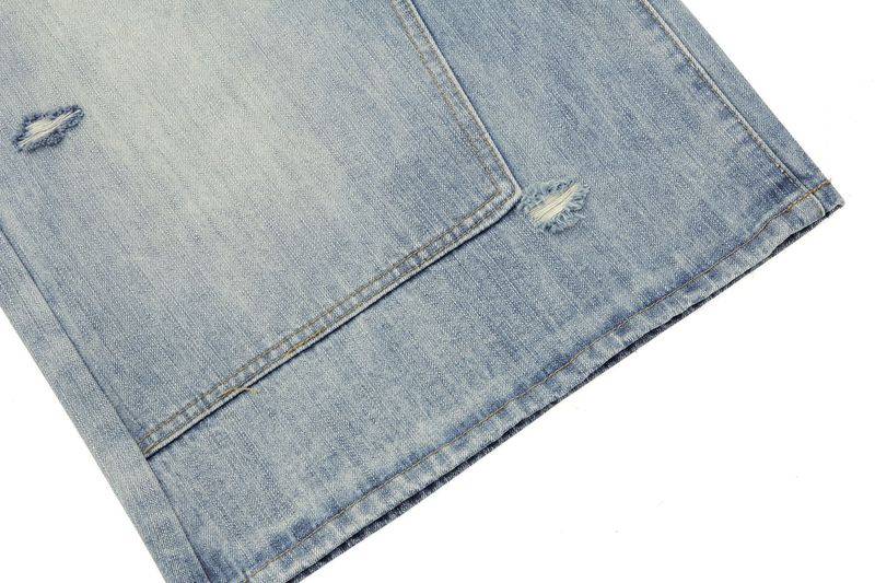 Herrenbekleidung Sommer gewaschen blau Retro High End getragenes Design Herren lose verkürzte Jeans_voghion.com