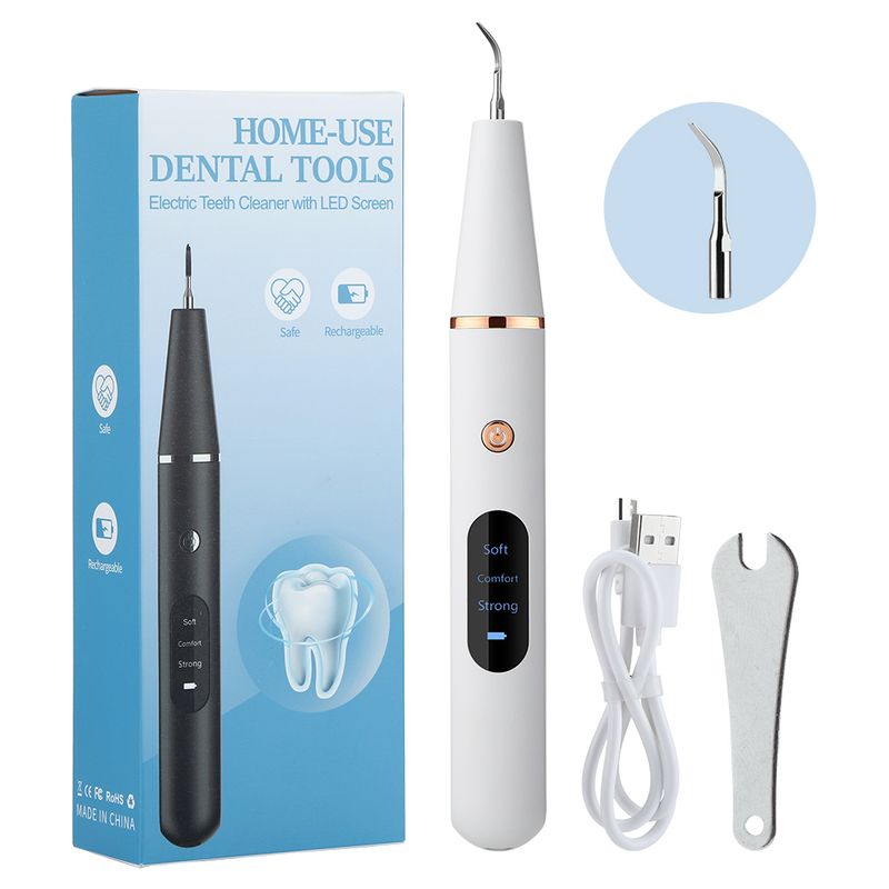 Detartrator dentar electric Irigator cu ultrasunete Calcul pentru îndepărtarea tartrului oral Dispozitiv de curățare a petelor dentare LED Instrumente de curățare pentru albirea dinților_voghion.com