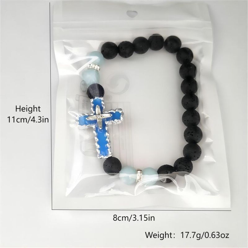 Luminous Cross Bead Bracelet for Women Men Fashion Punk Hiphop Glow in the Dark Jewelry Accessories_voghion.com