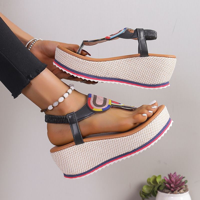 New Fashion Trend Pinched Elastic Platform Platform High Heel Comfortable Plus-size Sandals_voghion.com