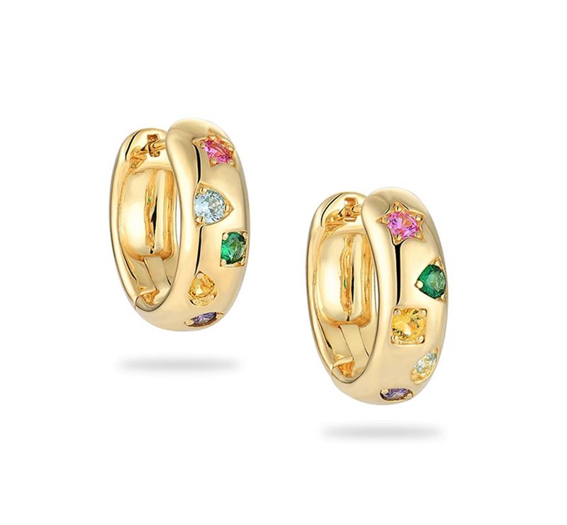 Damenschmuck Retro Fünfzackiger Stern Farbe Zirkonium Ohrringe Leichter Luxus High-End-Design Sinn für Mode Kreis Ohrringe Ohrschmuck_voghion.com
