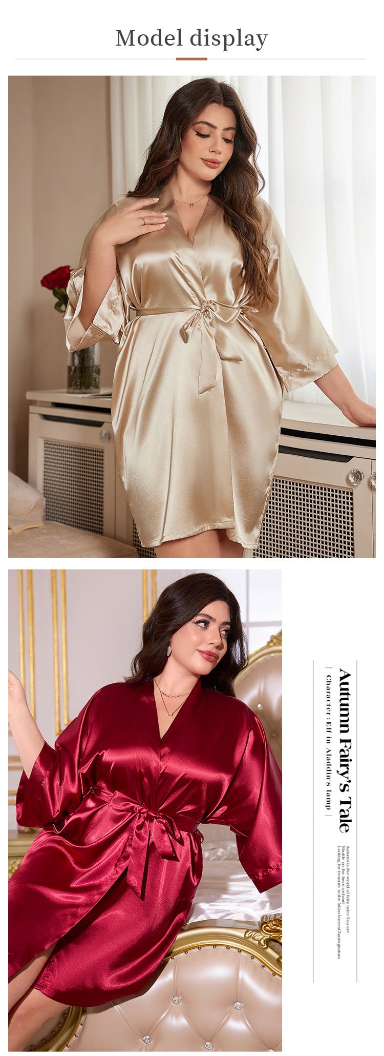 Dany Lin Bademantel in Übergröße, schlichter Cardigan-Schlafmantel zum Binden, lässiger Schlafanzug aus Eisseide, Loungewear_voghion.com