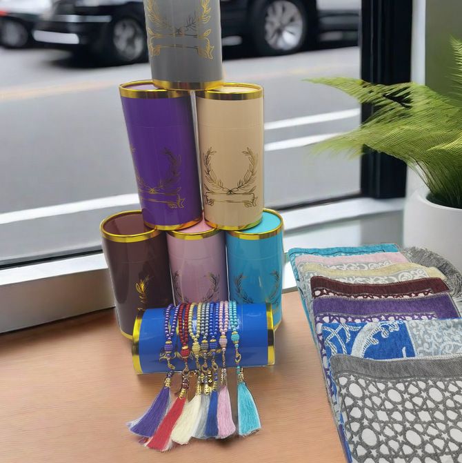 Hemtextil Bönefilt Rosenkranscylinder Presentask Presentset Resefilt Tasbi_voghion.com