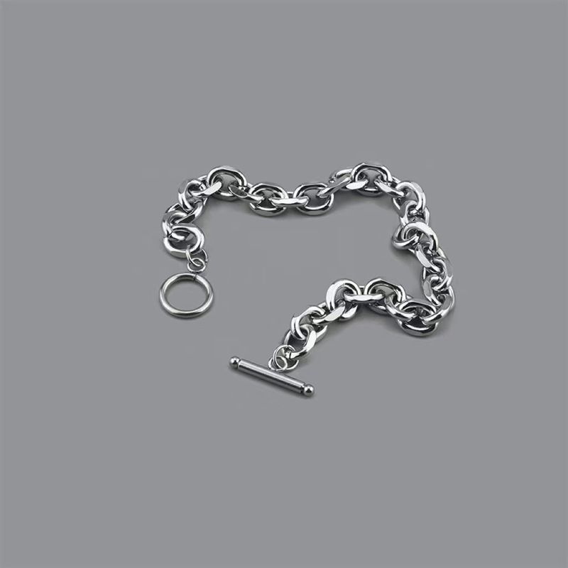 Bracelet chaîne cubaine en acier titane résistant à la lumière pour homme et femme, style hip-hop tendance, simple et tendance, idéal pour un couple_voghion.com