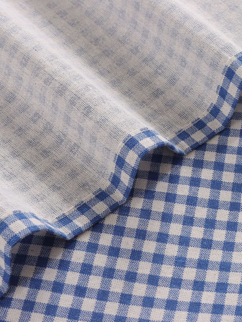 Türvorhang aus Poly-Baumwolle mit Karomuster – Moderne Trennwand für Küche und Wohnzimmer (Blau/Rot/Grau/Schwarz/Lavendel, mehrere Größen, keine Installation erforderlich)_voghion.com