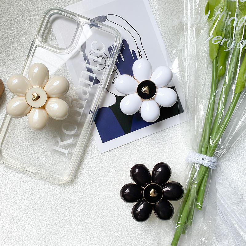 Mobile Phone Airbag Holder, Small Fresh Flower Three-dimensional Back Sticker, Stable And Portable, Retractable Selfie_voghion.com