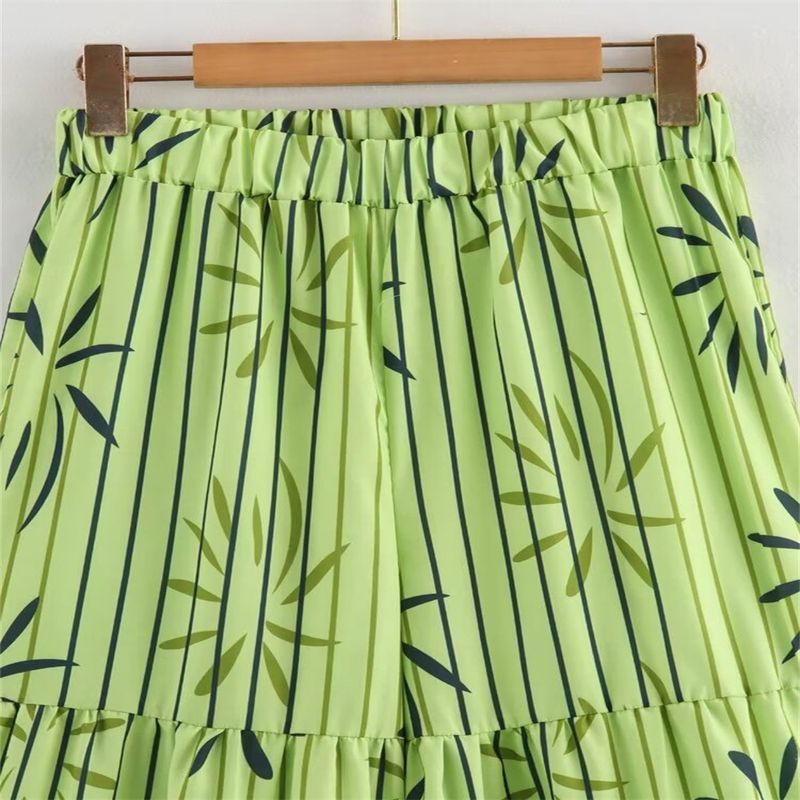 Women's Clothing Fashion Printed Round Neck Sleeveless Lace Up Vest Top Casual Street Style Trousers Suit_voghion.com