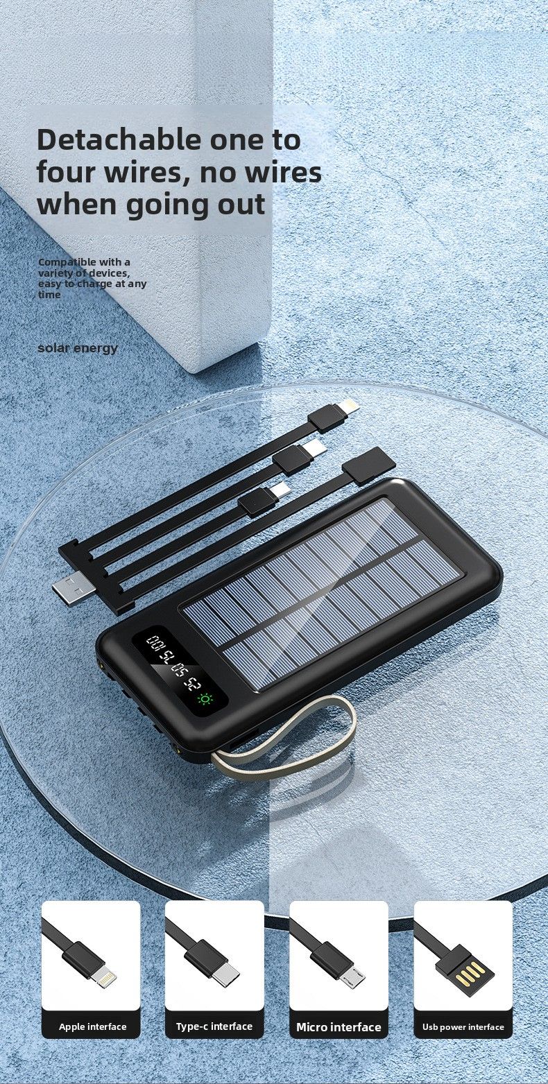 Outdoor Solar Large Capacity Power Bank Shared Built-in Cable Charger 20000mAh_voghion.com