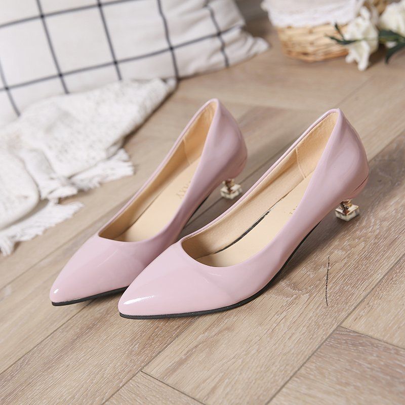 Shallow mouth pointed for women, cat sexy temperament, mid work shoes, thin heels, simple and versatile fashion women's_voghion.com