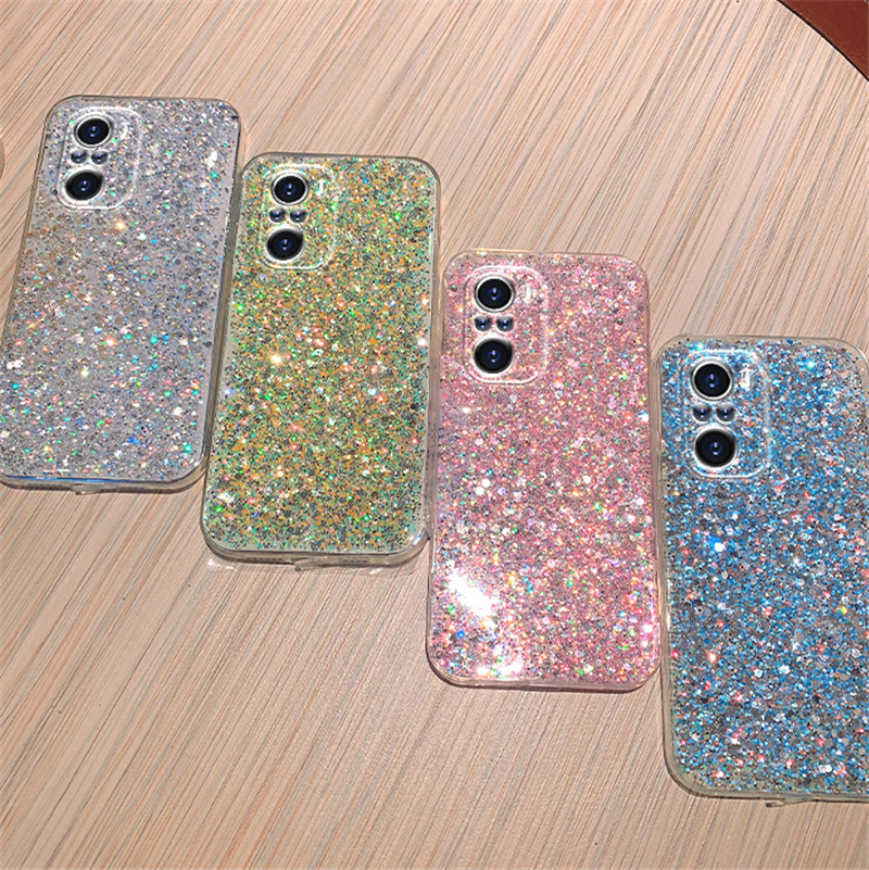 Lyx Gypsophila Glitter Bling Color Telefonfodral För Samsung Galaxy A11 A31 A51 A71 M11 M12 M02 M10 A70 A50 Silikonlock_voghion.com