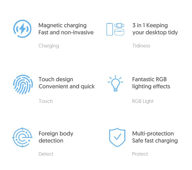 3 an 1 Magnéitescht Kabellos Ladegerät Schnellladung Fir Smartphone Atmosphär Liicht Ladegerät Fir Airpods Pro iPhone Auer_voghion.com