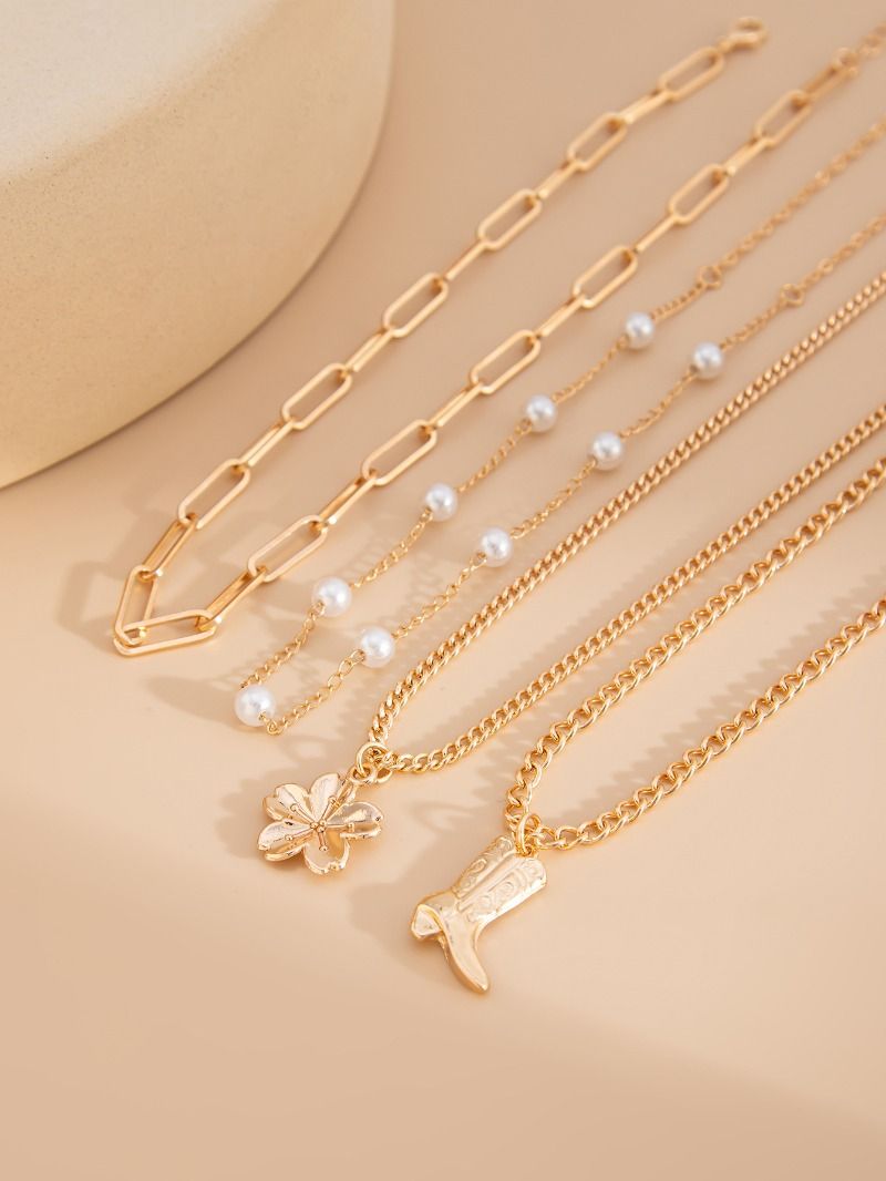 Set di collane a strati in oro da donna, 3 stili, collane con ciondolo a cuore in stile boho, spiaggia, western e vintage, collezione di gioielli multifilo._voghion.com