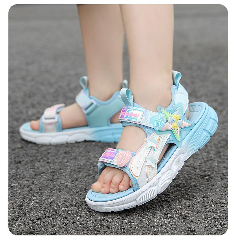 Sandali 2024 Scarpe da spiaggia con suola morbida per ragazze, impermeabili, impermeabili, per studenti medi e grandi, versatili per bambini_voghion.com