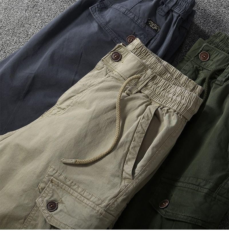 Herrenbekleidung Outdoor-Arbeitsshorts Sommer-Casual-Cargo-Shorts mit mehreren Taschen Bequemer Baumwollstoff Gerade Passform für den täglichen Gebrauch_voghion.com