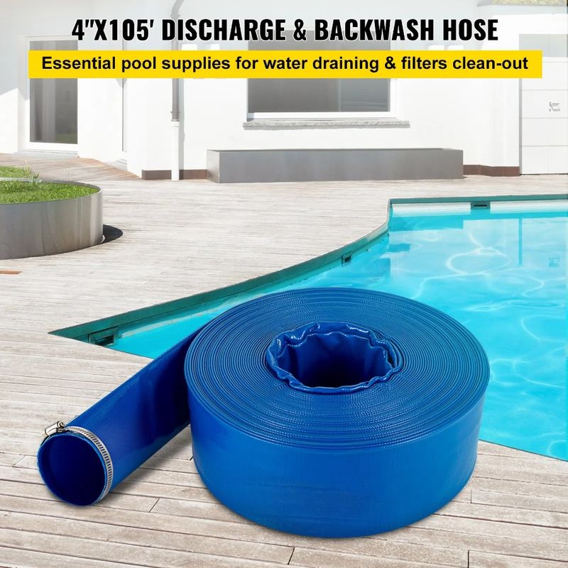 With Lay Hose PVC Hose Duty 105' Clamps 4 Hose For Swi And Heavy Backwash Discharge Weatherproof Burstproof Ideal Flat X Drain_voghion.com
